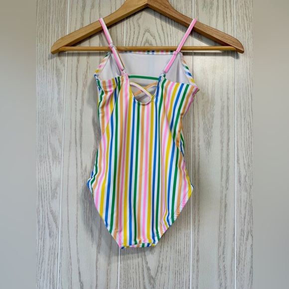 Old Navy Printed Square-Neck Lattice-Back One-Piece Swimsuit Size S (6-7) LNC - Picture 4 of 5